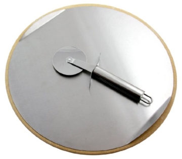 Pizzastein für Grill und Backofen, Ø 33 cm, inkl. Pizzaschneider - 