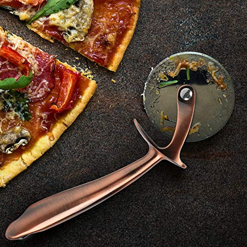 AiHom Pizzaschneider aus Edelstahl Pizzaroller Pizzamesser Pizzarad Pizza Cutter mit ovaler Griffform für angenehme Handhabung - 7