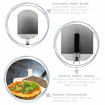 Argon Tableware Klappbare Pizzaschaufel/Pizzapaddel. Edelstahlblatt, ergonomischer Handgriff - 2