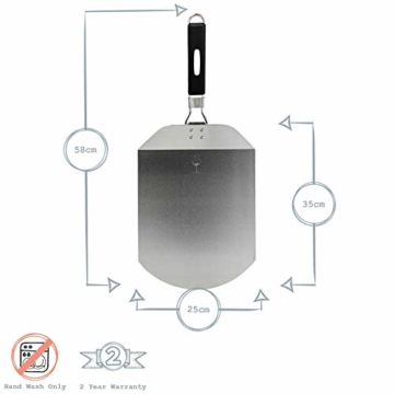 Argon Tableware Klappbare Pizzaschaufel/Pizzapaddel. Edelstahlblatt, ergonomischer Handgriff - 3