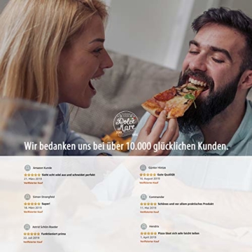 DOLCE MARE® Pizzaschneider - Vielseitig einsetzbares Wiegemesser mit edlem Griff aus Eichenholz - Pizzamesser mit extra scharfer Edelstahlklinge - Inklusive Klingenschutz & Anleitung - 6