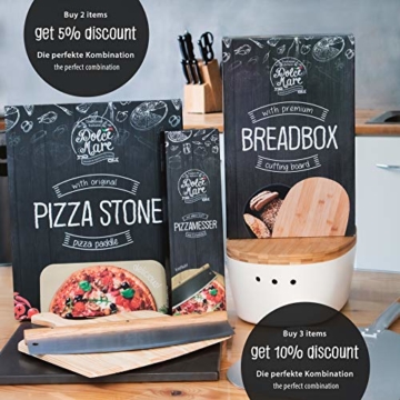 DOLCE MARE® Pizzaschneider - Vielseitig einsetzbares Wiegemesser mit edlem Griff aus Eichenholz - Pizzamesser mit extra scharfer Edelstahlklinge - Inklusive Klingenschutz & Anleitung - 7