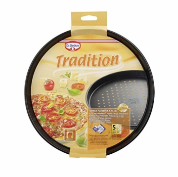 Dr. Oetker Pizzablech Ø 28 cm mit Antihaft-Wirkung, Backblech für tiefgekühlte & selbstgemachte Pizza, rund & antihaftbeschichtet, Menge: 1 Stück - 7