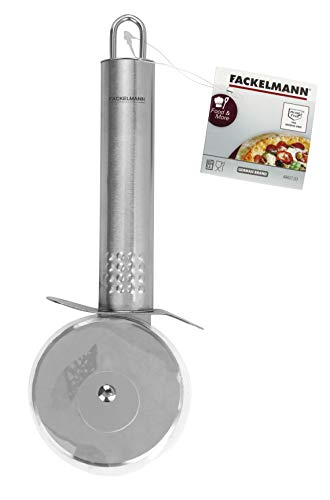 Fackelmann Pizzaschneider, Pizzaroller aus Edelstahl, robuster Küchenhelfer mit scharfem Schneiderad (Farbe: Silber), Menge: 1 Stück - 4