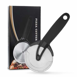 FUKTSYSM Pizzaschneider - New Edelstahl Pizzaschneider, Pizzarad - Pizza Cutter aus Edelstahl Räder und Silikon Griff, Mit Fingerschutz, Unterstützung für die Reinigung der Spülmaschine - 1