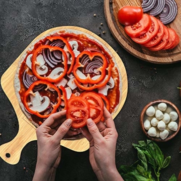 GARCON Pizzaschieber aus Holz für Pizzastein - Original Pizzaschaufel rund 30 cm Durchmesser für Pizza, Brot & Flammkuchen - 8