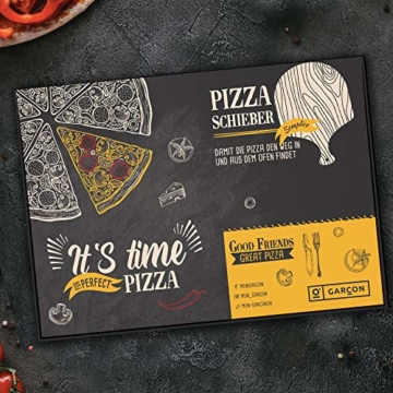 GARCON Pizzaschieber aus Holz für Pizzastein - Original Pizzaschaufel rund 30 cm Durchmesser für Pizza, Brot & Flammkuchen - 9