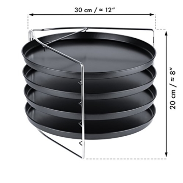 Grizzly Pizza Backset 5-teilig feststellbare Standhalterung 4 Rundbleche Ø 28 cm gleichzeitig Pizzen Backen und genießen Pizzableche einzeln Herausnehmbar - 2