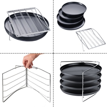 Grizzly Pizza Backset 5-teilig feststellbare Standhalterung 4 Rundbleche Ø 28 cm gleichzeitig Pizzen Backen und genießen Pizzableche einzeln Herausnehmbar - 3