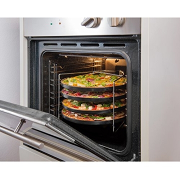 Grizzly Pizza Backset 5-teilig feststellbare Standhalterung 4 Rundbleche Ø 28 cm gleichzeitig Pizzen Backen und genießen Pizzableche einzeln Herausnehmbar - 4