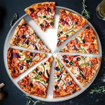 HaWare Pizzablech, Rund Pizzaform 26cm Edelstahl Pizza Backblech 2 Stück für Backofen Backen – Ungiftig＆Gesund, Einfach zu Reinigen＆Spülmaschinenfest - 4