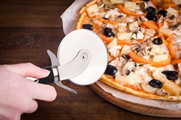 HMANN Pizzaschneider Pizzaroller Pizzarad Pizza Cutter mit Stabiler runder scharfer Edelstahlklinge und Fingerschutz Kunststoff/Edelstahl - 4