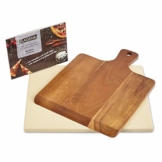 KLAGENA AS-626 Pizzastein-Set für Backofen & Grill, inkl. Pizzastein & Pizzaschaufel aus hochwertigem Akazienholz, Brotbackstein-Set aus Cordierit 38x30x1.5 cm - 1