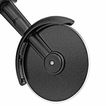 KUONIIY Motorrad Pizzaschneider, Edelstahl Kunststoff Pizzaroller, Pizzarad als schöne Dekor, Ideales Geschenk (21,5 * 8,5 cm, schwarz & rot) - 4