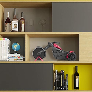 KUONIIY Motorrad Pizzaschneider, Edelstahl Kunststoff Pizzaroller, Pizzarad als schöne Dekor, Ideales Geschenk (21,5 * 8,5 cm, schwarz & rot) - 5