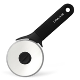 LEMCASE Pizzaschneider - Pizzaroller, Pizzarad - Pizza Cutter aus Edelstahl Räder und Silikon Griff | Schwarz - 1