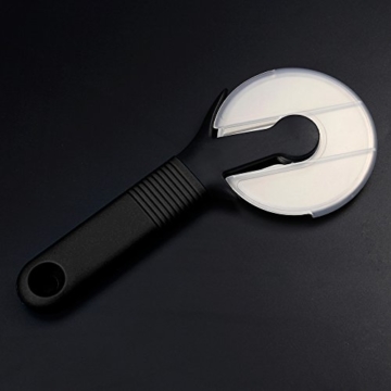 LEMCASE Pizzaschneider - Pizzaroller, Pizzarad - Pizza Cutter aus Edelstahl Räder und Silikon Griff | Schwarz - 9