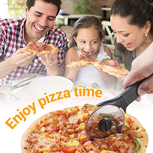 Luxear Pizzaschneider Profi Pizzaroller Pizzarad - Pizza Cutter aus Hochwertiger 304 Edelstahl Räder und Silikon Griff inklusive Klingenschutz - 2