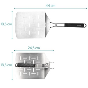 Navaris Pizzaschaufel faltbar aus Edelstahl - 44x18,5cm - Faltbare Schaufel mit extragroßer Fläche für Pizza Brot Flammkuchen - auch für Grill - 3