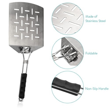 Navaris Pizzaschaufel faltbar aus Edelstahl - 44x18,5cm - Faltbare Schaufel mit extragroßer Fläche für Pizza Brot Flammkuchen - auch für Grill - 6