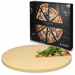 Navaris Pizzastein XXL für Backofen Grill aus Cordierit - Pizza Stein groß für Ofen Brot Backen Flammkuchen - Gasgrill Herd Steinplatte rund Ø 35cm - 1