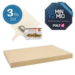 Pimotti Pizzastein 3cm inkl Rezeptheft Pizzaschaufel | Pizzaboden Pizza cross backen | Pizza daheim wie im Steinofen | Das Original aus dem TV 2 Minuten 2 Millionen powered by Mediashop - 1