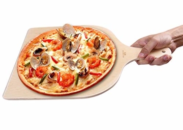 Pizzaschaufel aus Holz, 2er Set Pizzaschieber für hausgemachte Pizza und Brot - 4