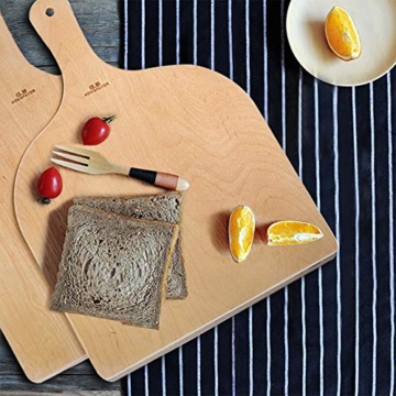 Pizzaschaufel aus Holz, 2er Set Pizzaschieber für hausgemachte Pizza und Brot - 6