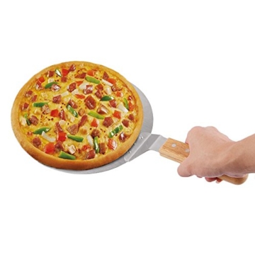 Pizzaschieber Pizzaschaufel Edelstahl + Pizzaheber mit Holzgriff zum Backen Hausgemachte Pizza und Brot Kuchen & Kekse - 6