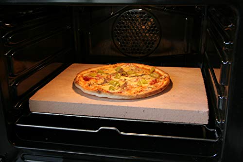 PIZZASTEIN/BROTBACKSTEIN Set, extra Dicker Schamottestein eckig 40x30x3cm mit Pizzaschaufel - für Backofen und Grill - wie aus dem Pizzaofen - 5