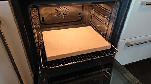 Pizzastein rechteckig für Backofen & Grill | 40 x 30 x 3cm - Aus massiver Schamotte - Lebensmittelecht | Verwendbar als Brotbackstein & Flammkuchenplatte | Profi-Qualität wie beim Italiener - 3