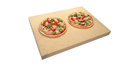 Pizzastein rechteckig für Backofen & Grill | 40 x 30 x 3cm - Aus massiver Schamotte - Lebensmittelecht | Verwendbar als Brotbackstein & Flammkuchenplatte | Profi-Qualität wie beim Italiener - 1
