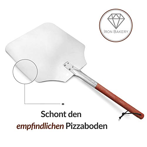 Profi Pizzaschaufel mit extra stabilem Griff aus Eichenholz [66cm] - Hochwertiger Pizzaschieber für perfekt gebackene Pizzen - 3