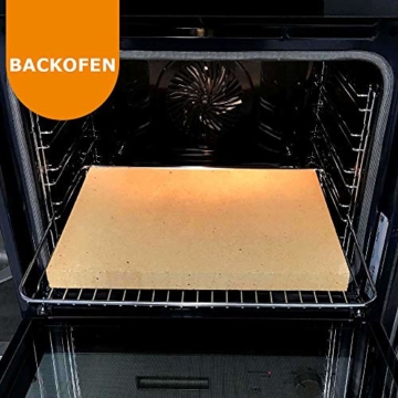 PUR Schamotte® Pizzastein Brotbackstein für Backofen Gasgrill Kohlegrill 40 x 30 cm x 25 mm Rechteckig Schamott - 5