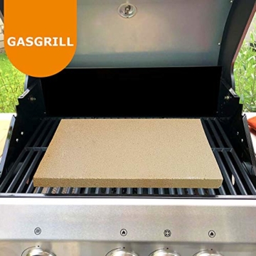 PUR Schamotte® Pizzastein für Gas-Grill 40 x 30 x 2 cm Backofen Brotbackstein Rechteckig Schamott - 6