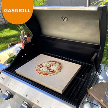 PUR Schamotte® Pizzastein für Gasgrill 40 x 30 x 3 cm I 2 Platten I Brotbackstein Backofen & Grill Rechteckig Schamott - 2