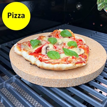 PUR Schamotte Pizzastein rund 31 cm x 25 mm Für Gasgrill, Für Grill, Brotbackstein Für Backofen Schamott - 3