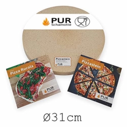 PUR Schamotte Pizzastein rund 31 cm x 25 mm Für Gasgrill, Für Grill, Brotbackstein Für Backofen Schamott - 1