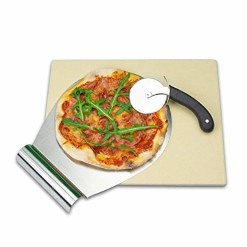 RADOLEO® Pizzastein L aus Cordierit - Premium Set mit Pizza-Roller & Pizzaschaufel | für Gas Grill & Back-Ofen | edle Verpackung | 38x30x1,3cm - 2