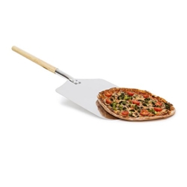 Relaxdays eckige Pizzaschaufel, Aluminium Pizzaschieber mit Holzgriff, Brotschieber für Backofen HBT: 3x30,5x79cm, grau - 1