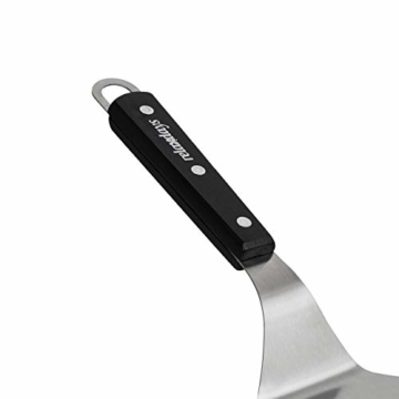 Relaxdays Pizzaschieber mit Holzgriff, rund, aufhängen, Schaufel BxT: 16,5x17,5 cm, Pizzaheber Edelstahl, silber/schwarz - 6