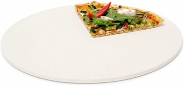 Relaxdays Pizzastein rund, Steinplatte für Pizza & Flammkuchen, Backstein für Ofen & Grill, Cordierit, 33 cm Ø, beige - 1