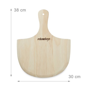 Relaxdays Pizzastein Set 5 cm Stärke mit Metallhalter und Pizzaschieber aus Holz HBT 7 x 43 x 31,5 cm rechteckiger Brotbackstein für Pizza und Flammkuchen mit Pizzaschaufel für Pizzaofen, natur - 4