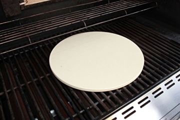 SANTOS Runder Premium Pizzastein - Ø 26 cm - bis 1.000 Grad - für Gasgrills, Backofen, Holzkohlegrills, Brotbackbackstein geeignet - 4
