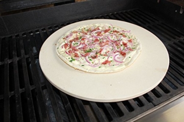 SANTOS Runder Premium Pizzastein - Ø 26 cm - bis 1.000 Grad - für Gasgrills, Backofen, Holzkohlegrills, Brotbackbackstein geeignet - 5