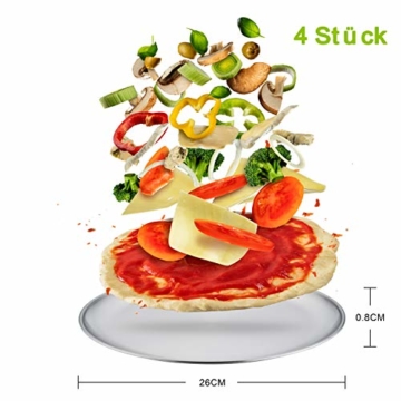 TEAMFAR Pizzablech 4er-Set, Edelstahl Rund Pizzaform Pizza Backblech zum Backen im Ofen, ∅ 26 cm, Gesund & Langlebig, Leicht zu reinigen & Spülmaschinengeeignet - 2