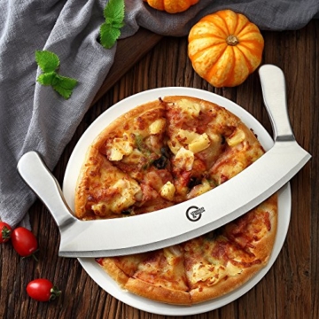 UTHANDO & PASSION 30 cm Wiegemesser/Pizzaschneider - 5 Jahre Garantie - Kraftsparend & Schnell - 2