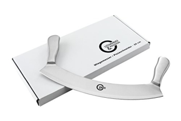 UTHANDO & PASSION 30 cm Wiegemesser/Pizzaschneider - 5 Jahre Garantie - Kraftsparend & Schnell - 3