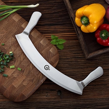 UTHANDO & PASSION 30 cm Wiegemesser/Pizzaschneider - 5 Jahre Garantie - Kraftsparend & Schnell - 4