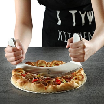 UTHANDO & PASSION 30 cm Wiegemesser/Pizzaschneider - 5 Jahre Garantie - Kraftsparend & Schnell - 6